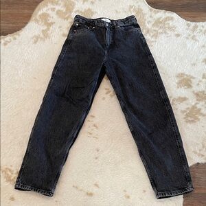 Mango Mom high waist jeans in washed black
